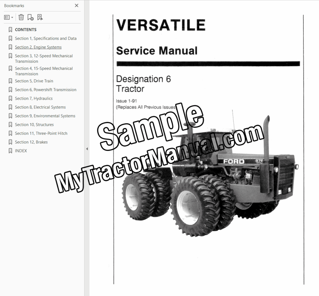 Versatile 836, 846, 856, 876, 936, 946, 956, 976 manual cover page