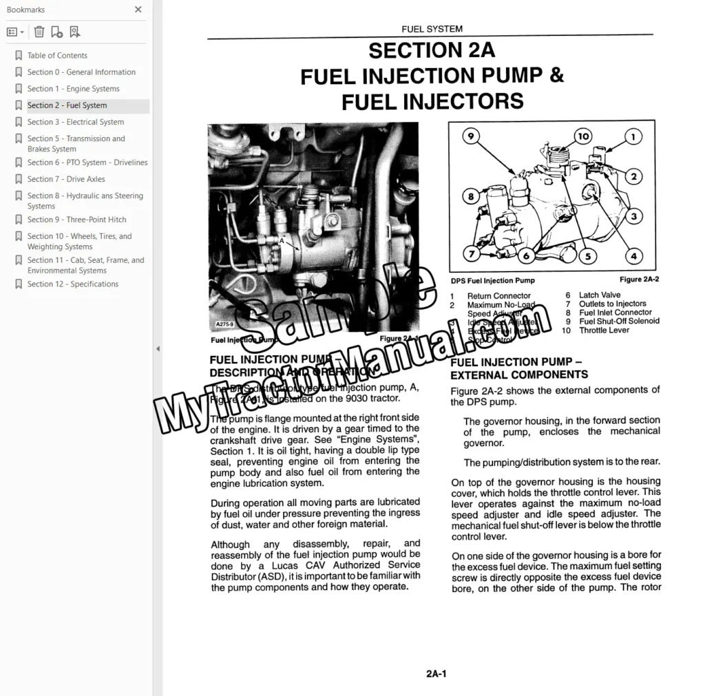 Ford Versatile 9030 tractor service manual sample page