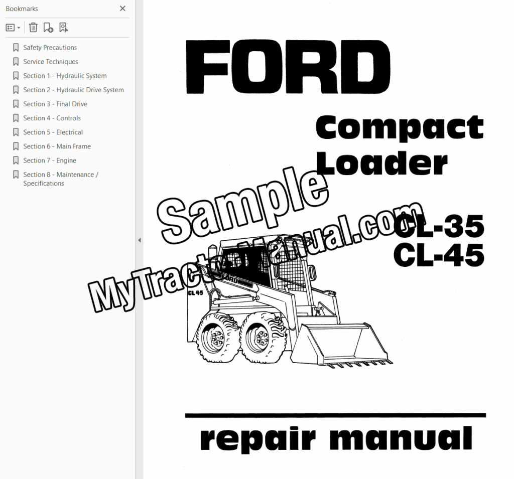 Ford CL35 CL45 loader repair manual cover page