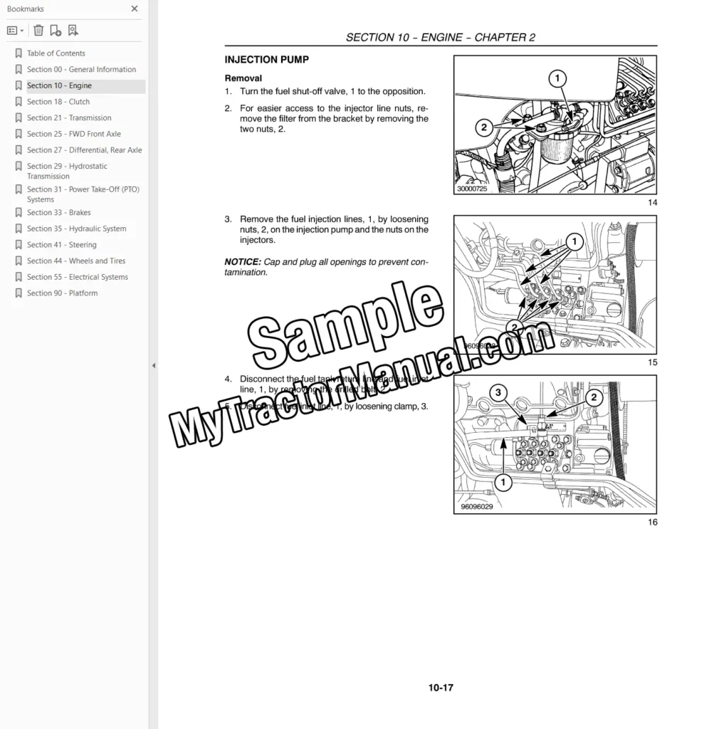 New Holland T1530 service repair manual sample page